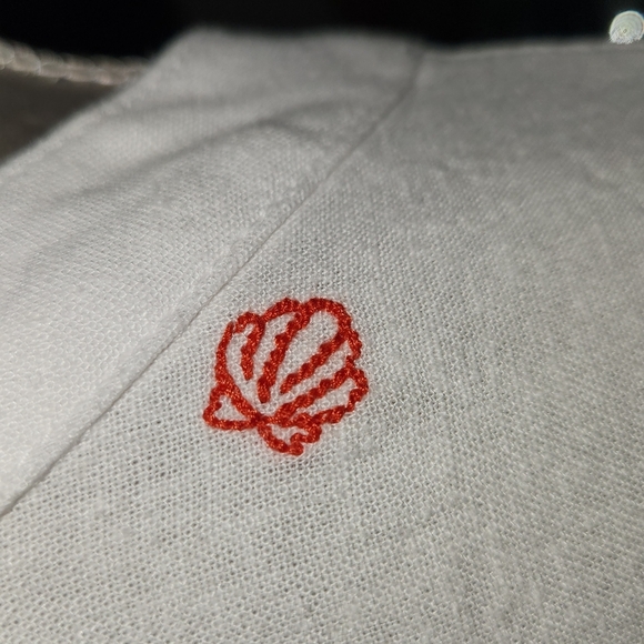 NWT C&C California White Linen Blend Blouse Colorful Embroidered Beach Accents - Picture 7 of 14